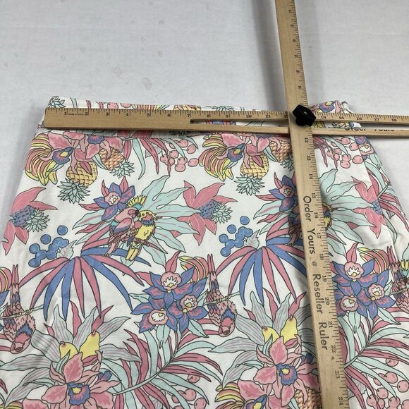 Talbots Womens Tropical Parrot Print Stretch Cotton Skirt White Multicolor 10P - Picture 8 of 13